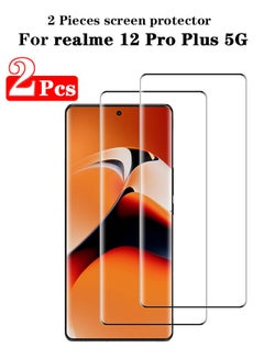 Buy 2 Pieces Full Cover Glass Screen Protector For realme 12 Pro Plus 5G Black/Clear and Screen Protector Accessories in UAE