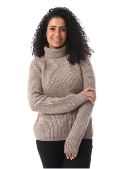 Buy Turtle Neck Slip On Knitted Pullover_Greyish Brown in Egypt