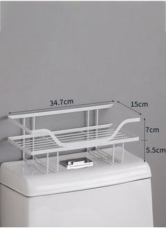 Buy Punch-Free Knock Down Wall-Mounted Double Layer Adhesive Bathroom Shelf Organizer Over The Toilet Bathroom Rack in Saudi Arabia