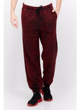 Buy Men Regular Fit Heather Jogger Pants, Maroon/Black in UAE