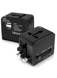 Buy International Travel Adapter Power Converter Travel Charger Plug Outlet Adapter Power AU/UK/US/EU International Travel 2 USB Charging Power Socket in UAE
