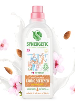 اشتري SYNERGETIC Laundry Liquid Fabric Softener, Hypoallergenic Fabric Conditioner, Plant-Based Ingredients, Almond Milk, 33 Washes, 1 L في الامارات