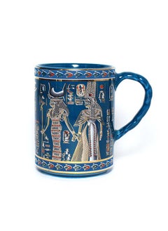 Buy immatgar pharaonic Decorative tea and coffee mug ancient Egyptian souvenirs gifts for women and men from Egypt (shape 1 - Blue - 150 MM) in Egypt