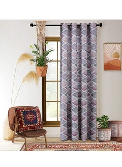 Buy Rhombus Design Room Darkening Energy Saving Thermal Insulated Blackout Window Curtain for Bedroom Purple/Grey 132x213/240cm in UAE