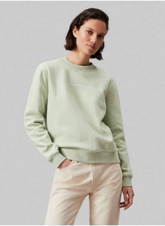 Buy Women's Cotton Blend Fleece Sweatshirt - Cotton blend terry, Green in UAE