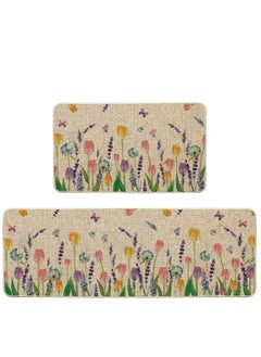 Buy Lavender Tulip Spring Kitchen Mats Set of 2, Seasonal Flower Summer Home Decor Low-Profile Kitchen Rugs for Floor - 17x29 and 17x47 Inch in Saudi Arabia