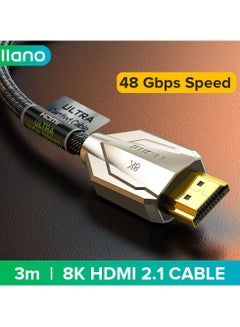 Buy HDMI 2.1 Cable 8K/60Hz 4K/120Hz 2K144Hz Ultra High-Speed 48Gbps Cable 3D HDR Cable For PC Laptop HDTV PS5 PS4 Splitter Switch Audio Video - 3M in UAE
