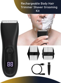 Buy Wireless Rechargeable Waterproof Men Body Hair Trimmer with Digital LED Display for Mens Head Underarm Leg Hand Body Shaver in UAE