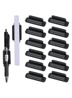 اشتري 12 pack Pen Holder Silicone, Adhesive Pen Holder for Desk or Any Surface, Office Desk Accessories and Teacher Supplies, Pencil Holder & Marker Holde (Black) في الامارات