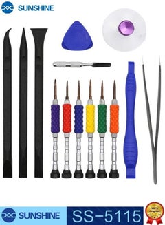 Buy SUNSHINE SS-5115 Tools 14 Pieces Precision Screwdriver Set Mobile Screen Repair Kit Hands Tools For iPhone Samsung MI manual repair tools Compatible With All Mobile Devices in Saudi Arabia