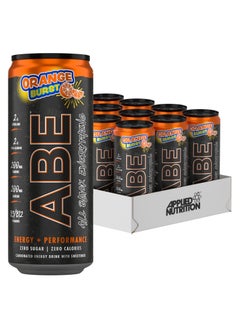 اشتري ABE Pre Workout Cans - All Black Everything Energy + Performance Drink, ABE Carbonated Beverage Sugar Free with Caffeine - Pack of 12 Cans x 330ml -Orange Burst في الامارات