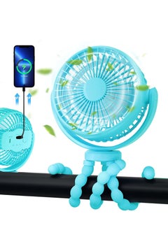 Buy Mini Stroller Fan Clip-on for Baby,5200mAh,Small Portable Fan Rechargeable and Handheld, USB Cooling Fan with 3 Adjustable Speeds and Flexible Tripod for Travel, Car Seat,and Bedroom (Blue) in Saudi Arabia