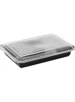 اشتري Hotpack Disposable Bento Food Storage Microwavable Meal Prep Container Black Base Rectangular Container 58 ounce with Clear Lid 50 Pieces في الامارات