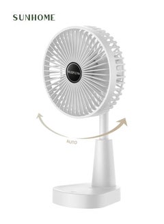 Buy 3-Speeds Mini Adjustable Automatic Swing Air Flow Desktop Fan 9W HH-196 White in UAE