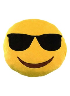 Buy Emoji Smiley Emoticon Round Cushion Pillow cotton Yellow in Saudi Arabia