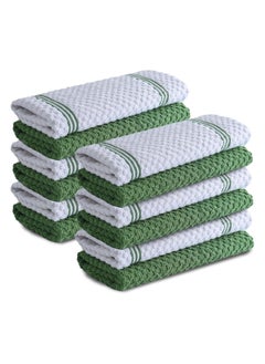 Buy Infinitee Xclusives Premium Kitchen Towels - Green [Pack of 12] 100% Cotton Kitchen Hand Towels 15 x 25 Inches - Dish Towels for Kitchen in UAE