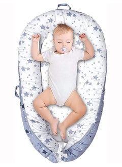 Buy Baby Lounger, 100% Soft Cotton Breathable and Portable Baby Bed with Pillow, Adjustable Infant Nest, Lounger Bassinet for Baby Travel and Napping in Saudi Arabia