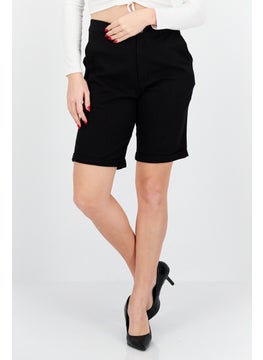 Buy Women Regular Fit Plain Chino Shorts, Black in UAE