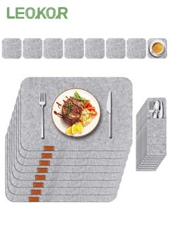 اشتري 24 Pcs Felt Placemats for Dining Table Non-Slip and Heat-Resistant Light Gray في السعودية