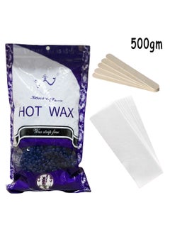Buy High Quality Hair Removal Hot Wax Beans Lavender 500gm With 10 pcs Wax Paper And 10 pcs Wax Sticks in Saudi Arabia