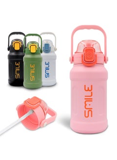 Buy Moonlight Stainless Steel Water Bottle Insulated Metal Thermo With Straw Lid, Wide Mouth Hot & Cold Sport BPA Free Leak Proof, Suitable For Outdoor Activities Pink in UAE