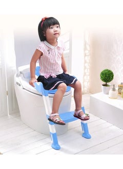 Buy Portable And Convenient Kids Toilet Seat Potty Chair With Adjustable Ladder Blue in Saudi Arabia