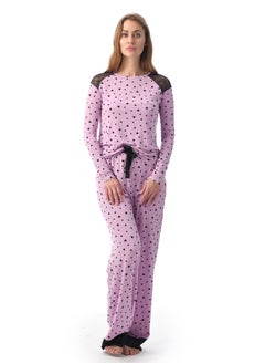 Buy Elegant and Comfortable Loungewear Top and Pyjama Set Lilac in UAE