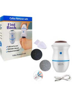 اشتري Find Back Callus Remover Built In Vacuum Absorption Electric Foot Grinder With Head Replacement White/Blue في الامارات