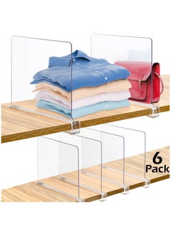 Buy 6 Pack Acrylic Shelf Dividers, Clear Shelves Organizer for Bedroom, Kitchen, Office, Cabinets, Bathroom, Closets in Saudi Arabia