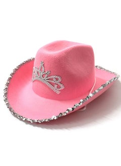 اشتري Crown Cowboy Hat Pink for Adults and Kids Party Supplies Wedding Birthday في السعودية