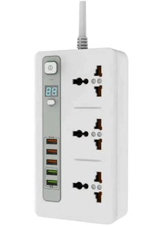 Buy A503 Power Socket with 5 USB Port LED display - White in Egypt