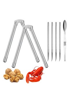 Buy SYOSI Seafood Crackers Forks Nut Cracker Set Lobster Crackers and Picks Set 8 Pcs Nutcracker Stainless Steel Nut Cracker Set 2 Nut Cracker, 4 Picks, 1 Wide Crab Fork in UAE