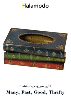 Buy Book-shaped Wooden Napkin Box Creative Retro Paper Box in Saudi Arabia