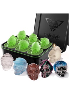 Buy 3D Skull Ice Mold Tray 6 Cavities, Skeleton Head Chocolate Moulds Candy Maker, Flexible & Easy Release for Baking Pudding Resin, Ideal Gift for Party in UAE