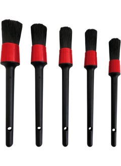 Buy 5 Pieces Car Detailing Brush Kit for Cleaning Car Interior Exterior , Vehicles Wheels Leather Engine Dashboard Engine , Interior, Emblems , Air Vents , Car - Black Red in Egypt