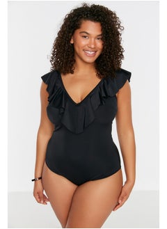 Buy Black Ruffle Detail Slimming Effect Swimsuit TBBSS22MA0299 in Egypt