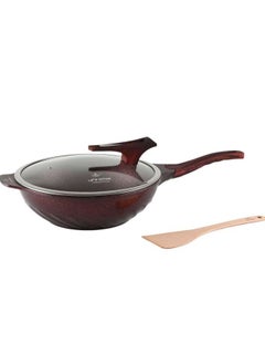 Buy Wok Pan With Lid , Die cast Aluminum Scratch Resistant Frying Pan , PFOA Free Induction Bottom Woks And Stir Fry Pans 32 Cm in UAE