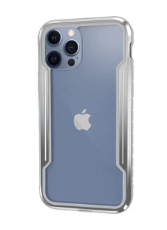 Buy iPhone 12 Pro Max Heavy Duty Defender Case Rugged Anti-Drop Clear Back Cover with Shockproof Hybrid Metal and TPU Bumper Frame Silver in UAE