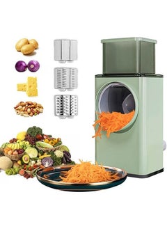 Buy Multifunctional Vegetable Cutter Chopper Rotary Cheese Grater 3-in-1 Shredder Slicer Grinder Salad Maker Machine with Stainless Steel Roller Blades for Vegetable Fruit Nut in Saudi Arabia