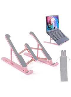 Buy Portable Laptop Riser Stand Foldable Desktop Computer Tablet Mount Holder Plastic Adjustable For MacBook Air Pro iPad Notebook in UAE