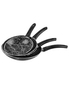 Buy Cook Marble Fry Pan Set 16-18-20-26 Marbel Black in Egypt