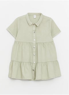 اشتري Shirt Collar Short Sleeve Baby Girl Dress في مصر