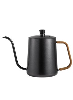 Buy Coffee Drip V60 Pour Over Kettle With Lid Tea Pot 304 Stainless Steel Teflon Coated Pitcher Black 600ml in Saudi Arabia