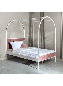 Buy Meadow Abby Twin Canopy Metal Upholstered Bed 208 x 199 x 126.5 cm in Saudi Arabia