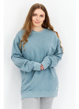 اشتري Women Sportswear Fit Long Sleeves Outdoor Sweatshirt, Sage Blue في السعودية