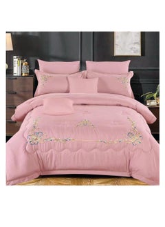 Buy 19 Pieces set King Size Embroidery Warm 
Cotton Comforter Set with Thickened Fiber Filling, Duvet(220*240 cm) fitted bedsheet(200x200*30cm) in UAE