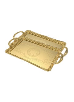 اشتري Rajin Iron Steel Serving Tray Set Gold في السعودية