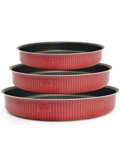 Buy 3-Piece Round Oven Dish Set Red 24, 28, 32cm in Saudi Arabia