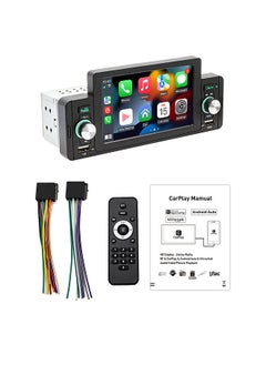 Buy 5 Inch Car Stereo MP5 Player BT FM Radio Receiver with Carplay Android Auto Support Hands-Free Calling USB Charge/Playback Phone Link Reversing Assist Steering Wheel Control in Saudi Arabia