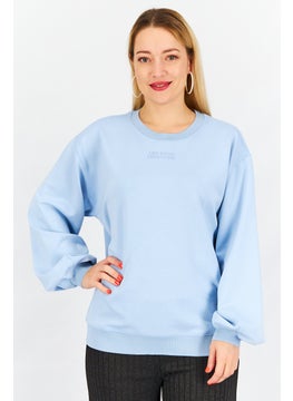 اشتري Women Crew Neck Graphic Sweatshirt, Blue في الامارات